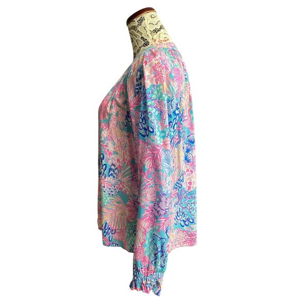 Lilly Pulitzer Nolena Top multicolor print sz M - Picture 2 of 8